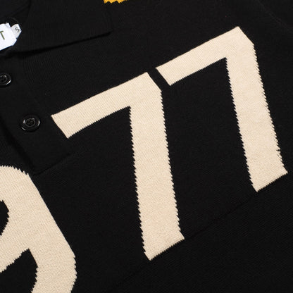 Vintage Black Jacquard Polo for Men 1977