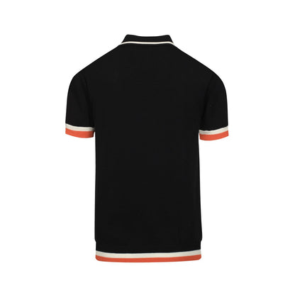 Vintage black jacquard polo for men 1974