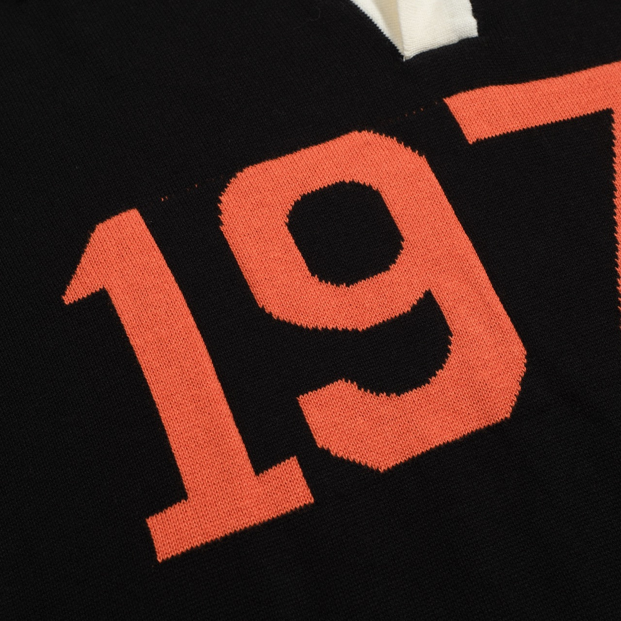 Vintage black jacquard polo for men 1974