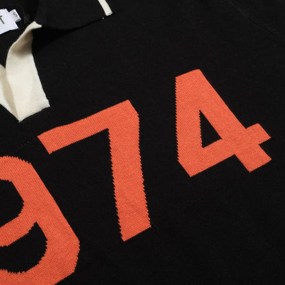 Vintage black jacquard polo for men 1974