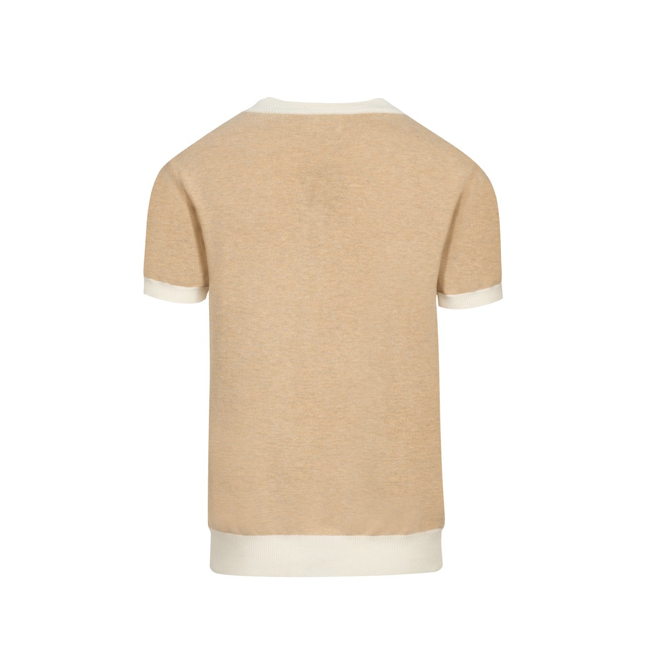 Men's Vintage Khaki Knitted Jacquard T-shirt with Gold Thread 1971