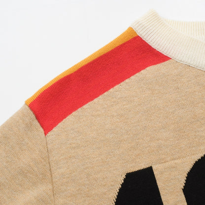 Men's Vintage Khaki Knitted Jacquard T-shirt with Gold Thread 1971