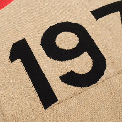 Men's Vintage Khaki Knitted Jacquard T-shirt with Gold Thread 1971