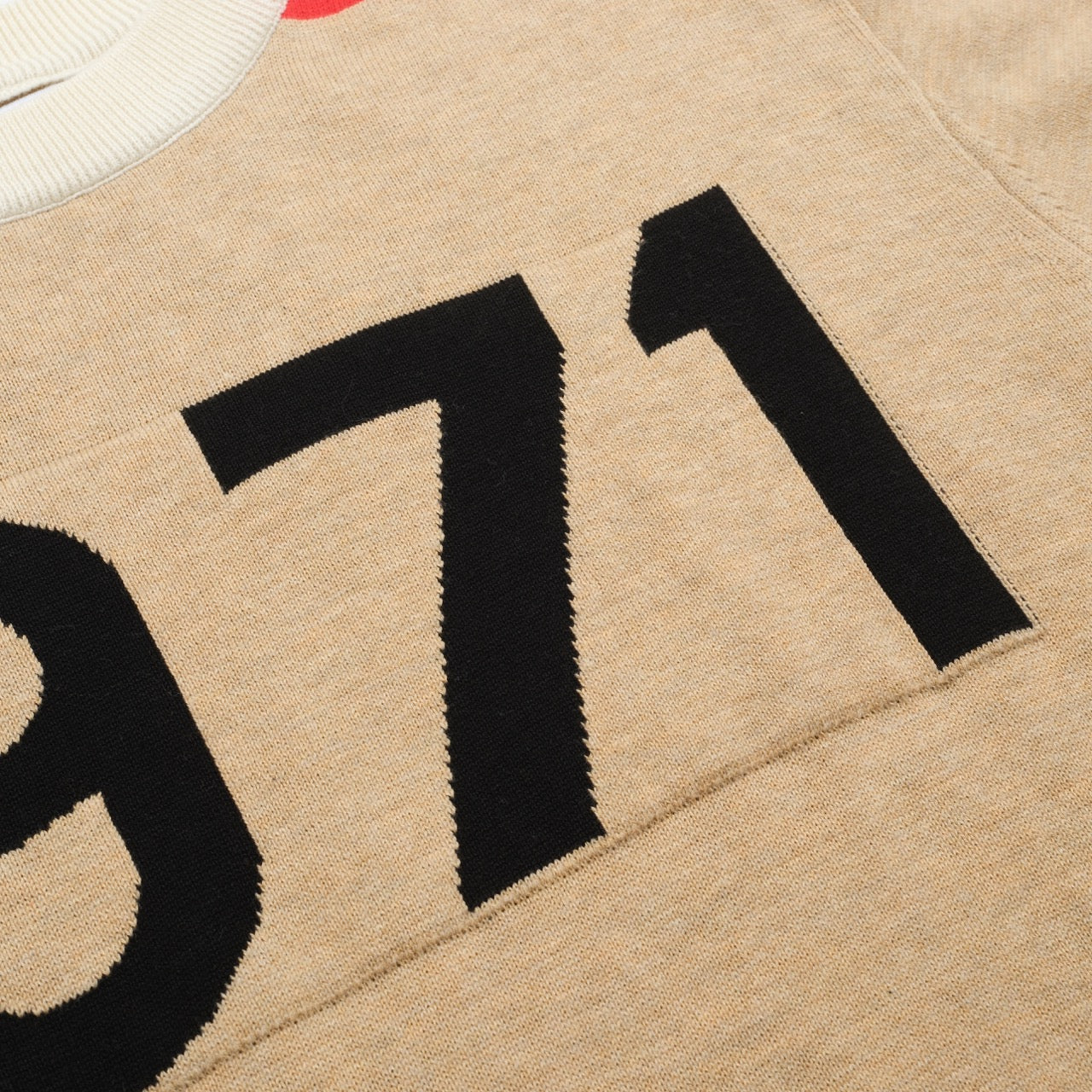 Men's Vintage Khaki Knitted Jacquard T-shirt with Gold Thread 1971