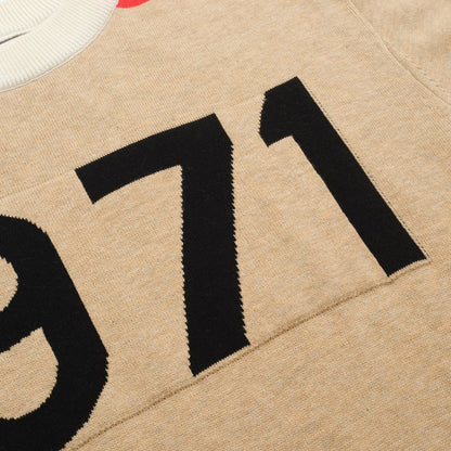 Men's Vintage Khaki Knitted Jacquard T-shirt with Gold Thread 1971