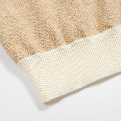 Men's Vintage Khaki Knitted Jacquard T-shirt with Gold Thread 1971