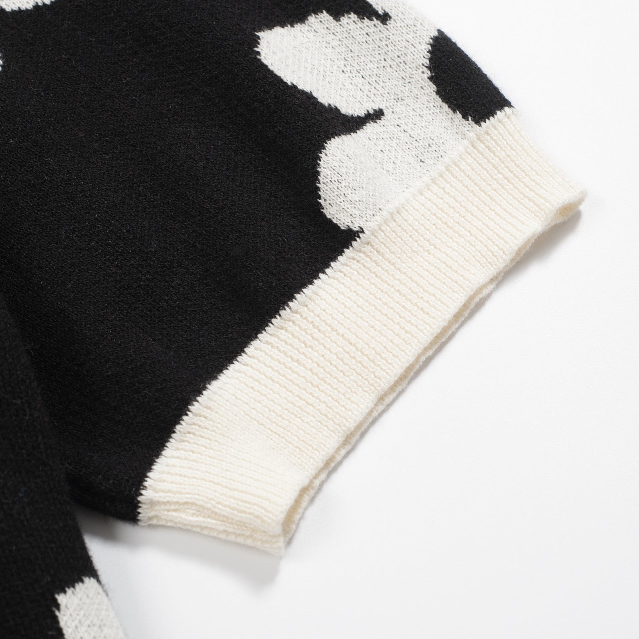 Vintage Black Floral Knit Cardigan for Men