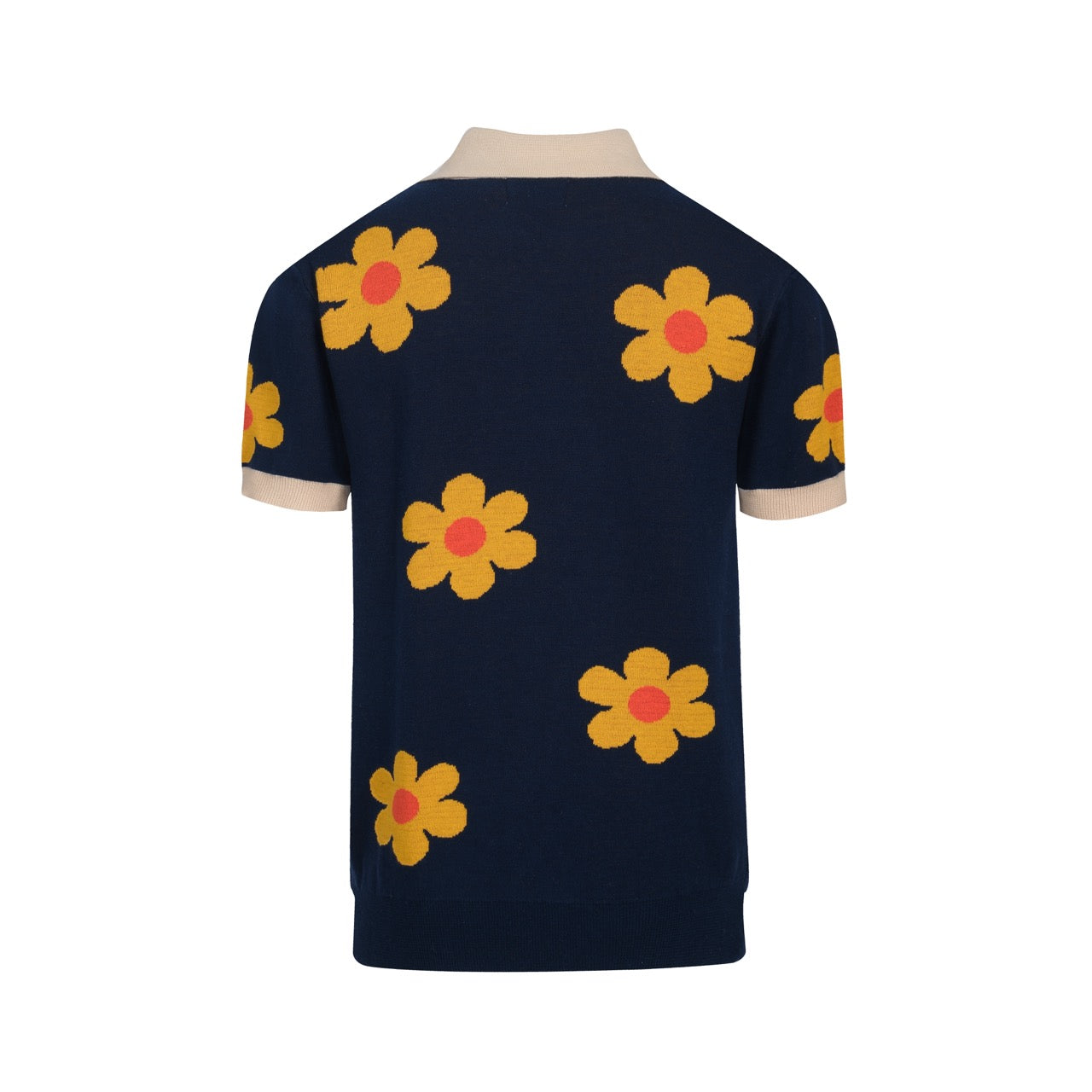 Vintage jacquard knitted V-neck floral shirt for men