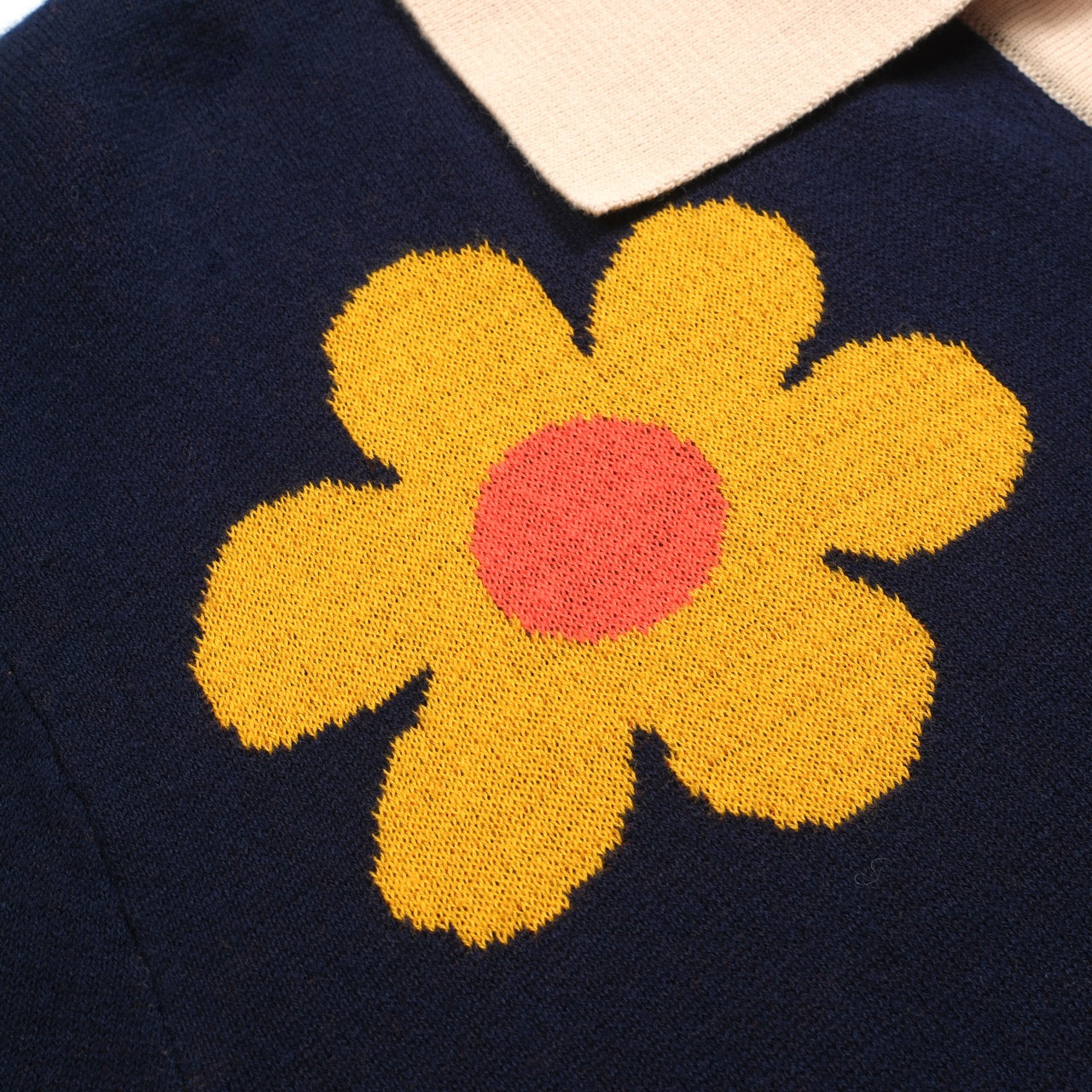 Vintage jacquard knitted V-neck floral shirt for men