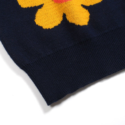 Vintage jacquard knitted V-neck floral shirt for men