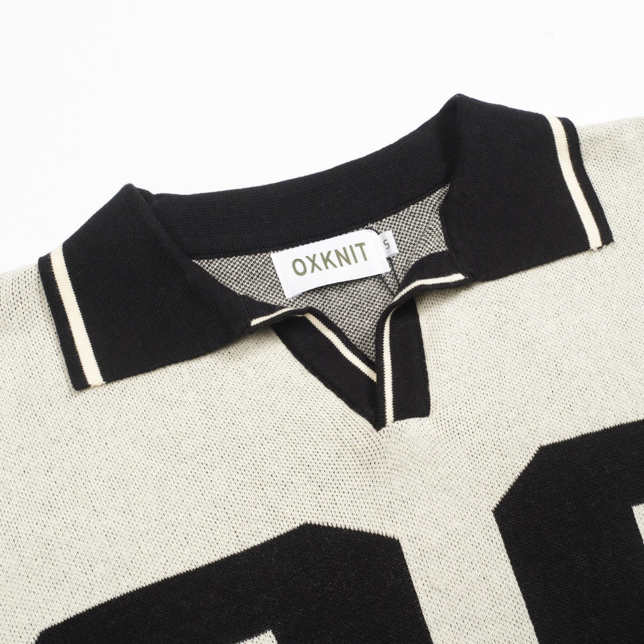 Beige Jacquard Polo for Men with "89" V Pattern