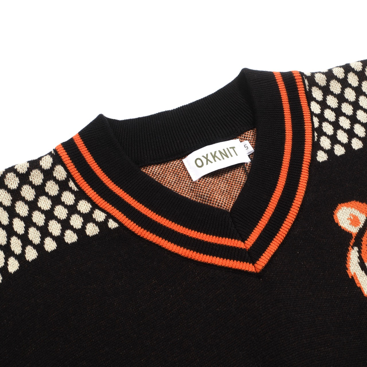 Retro Jacquard Knit V-Neck T-Shirt for Men