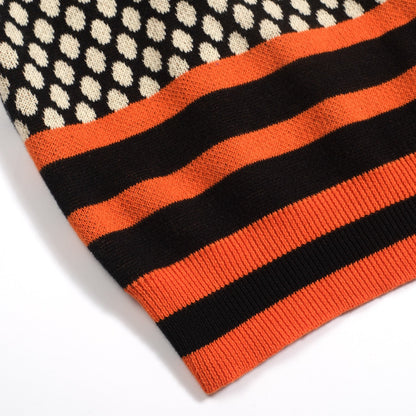 Retro Jacquard Knit V-Neck T-Shirt for Men