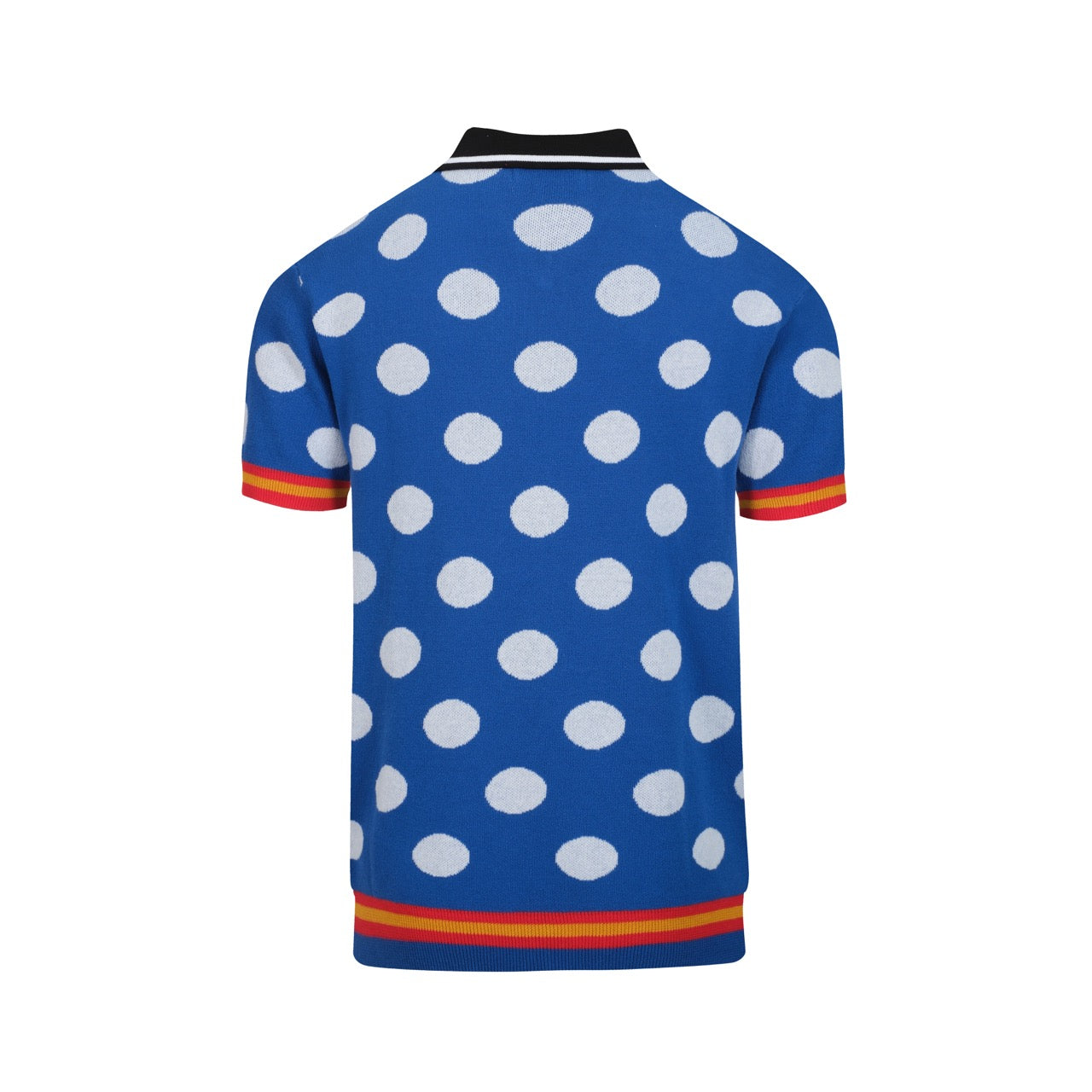 Retro blue polka dot jacquard polo for men