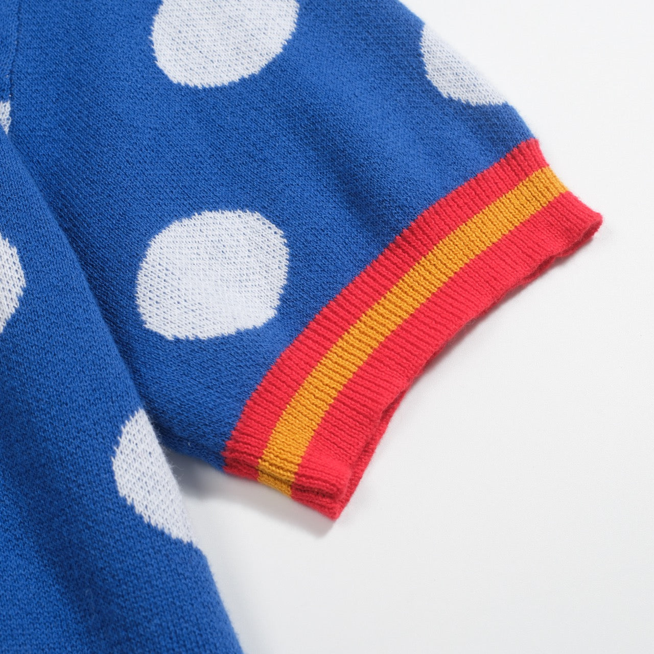 Retro blue polka dot jacquard polo for men