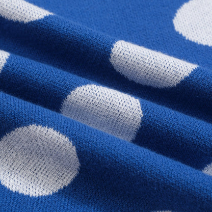 Retro blue polka dot jacquard polo for men