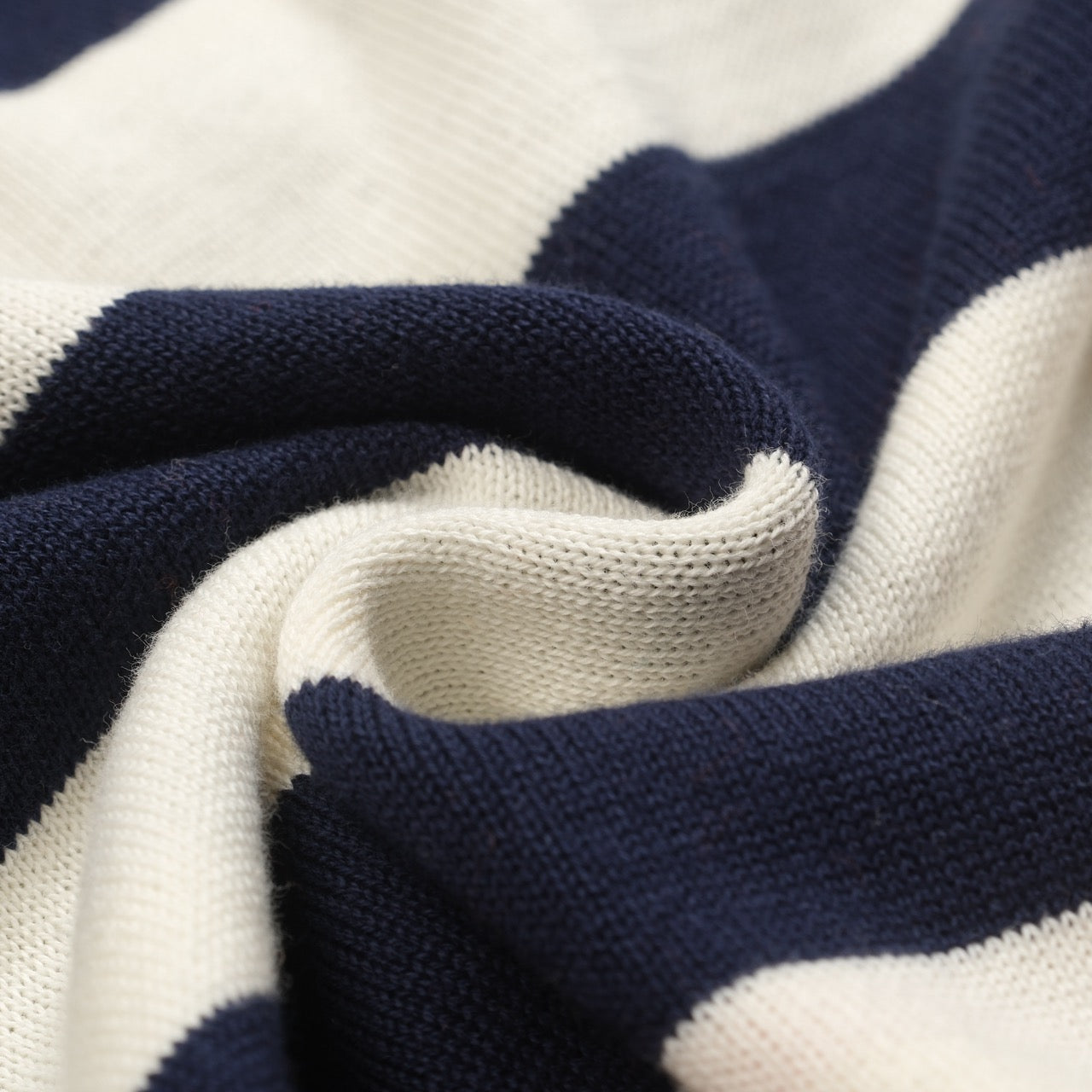 Navy striped animal embroidery knitted T-shirt for men