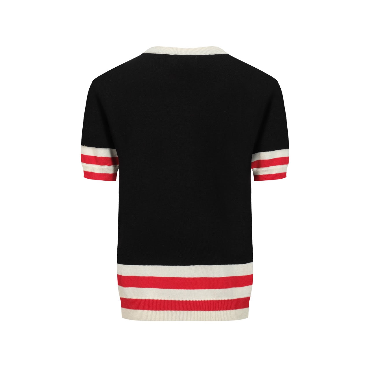 Black knitted T-shirt for men with cat embroidery