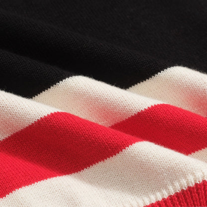 Black knitted T-shirt for men with cat embroidery