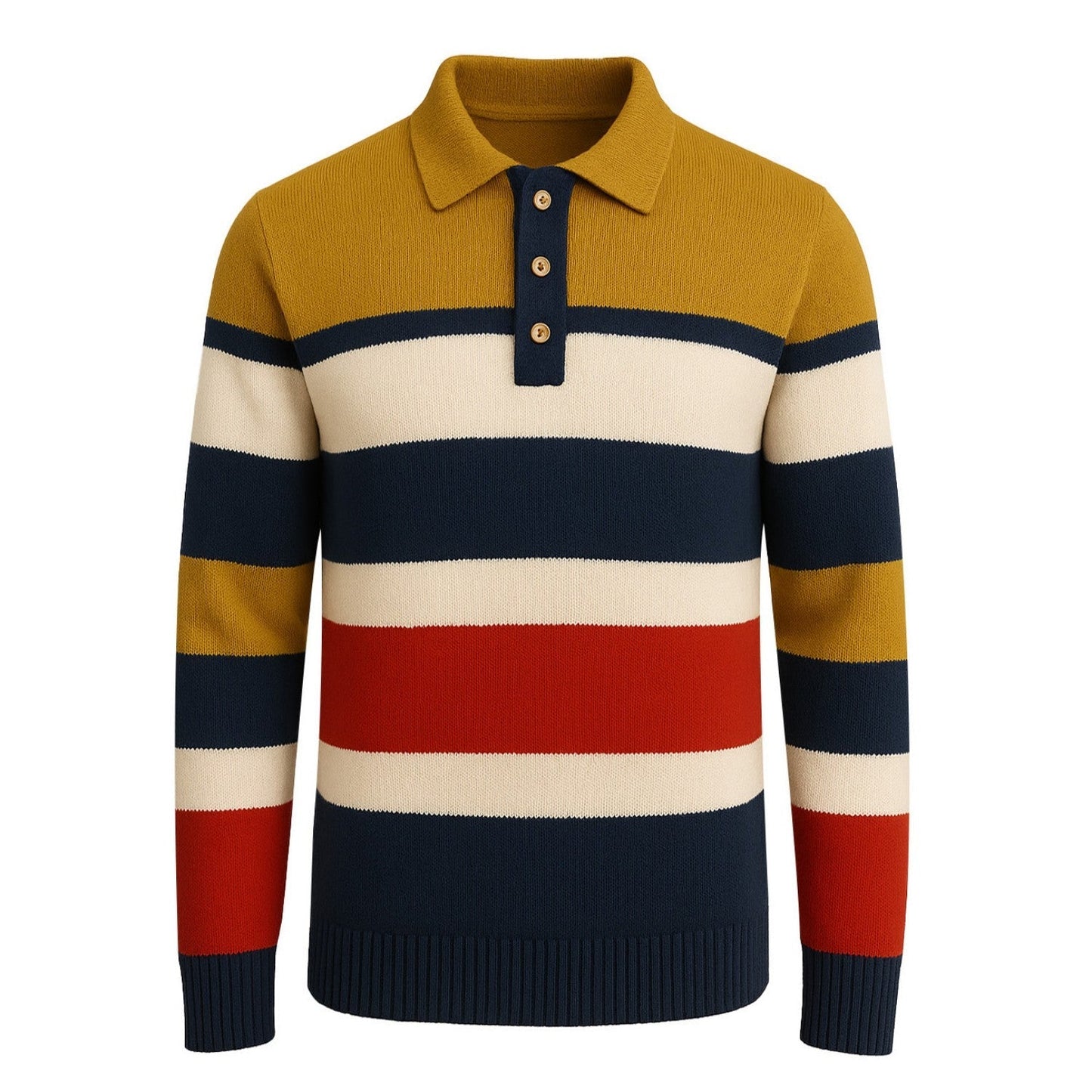 Men's Retro Multicoloured Striped Polo
