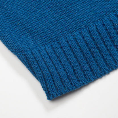 Retro striped blue knitted polo for men