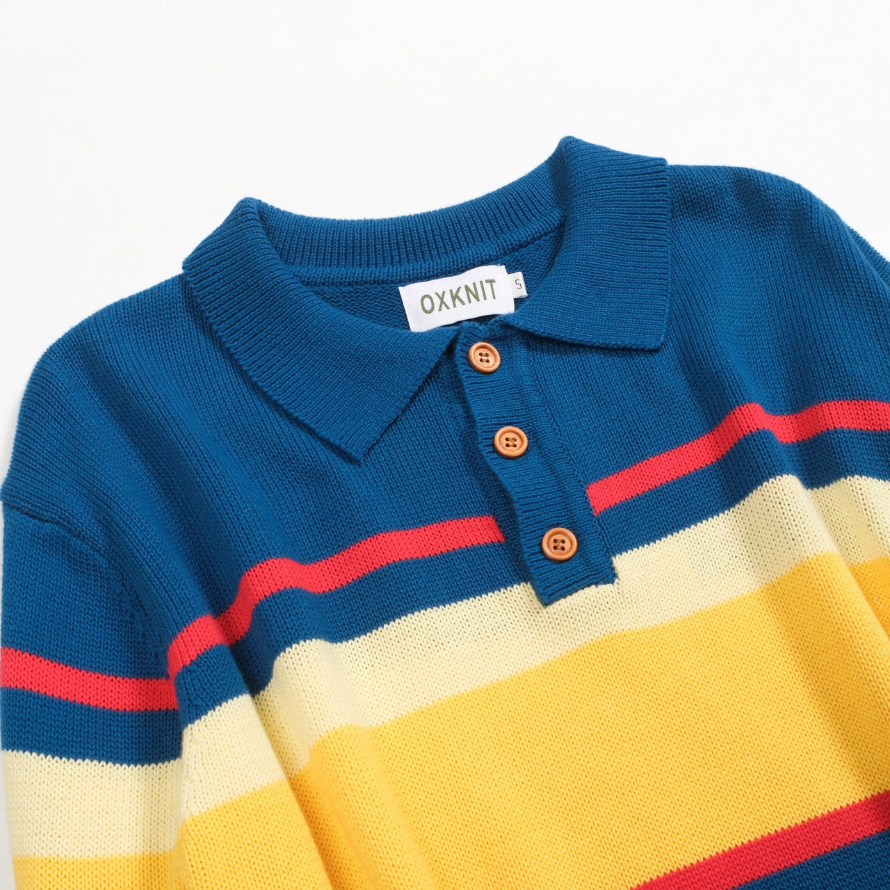 Retro striped blue knitted polo for men