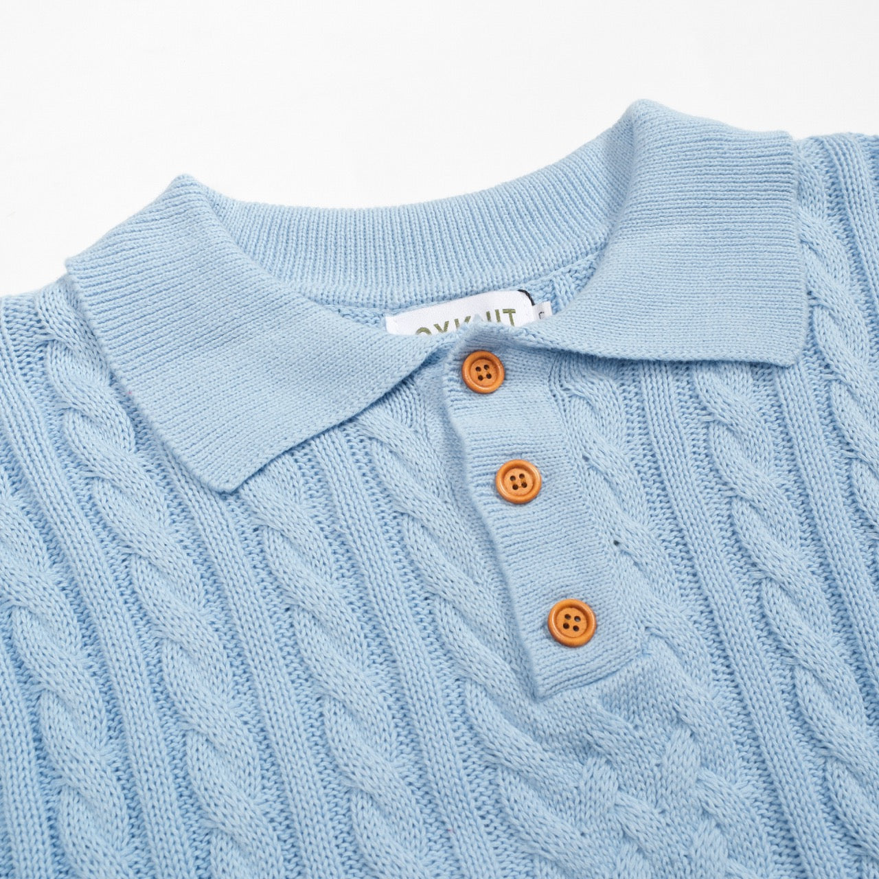 Fashionable Blue Textured Knitted Polo for Men