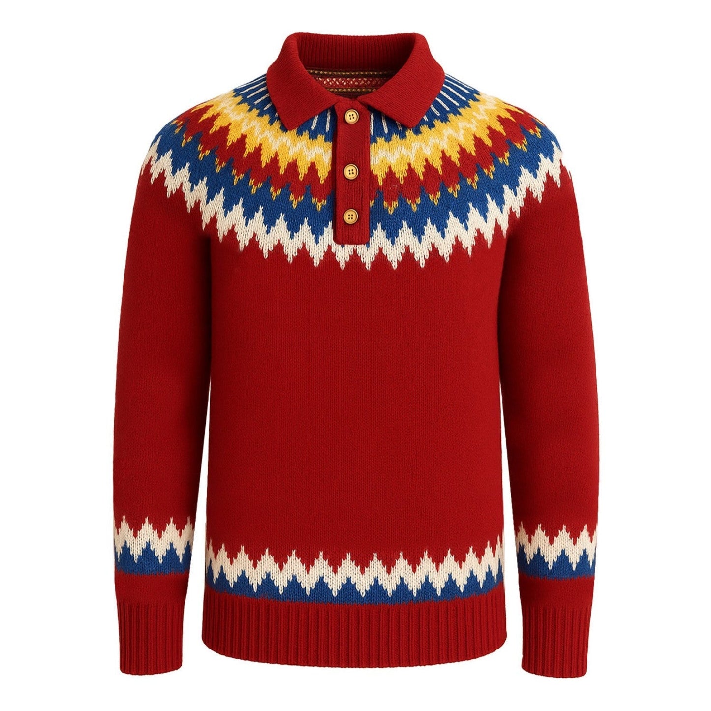 Vintage Red Knitted Polo for Men