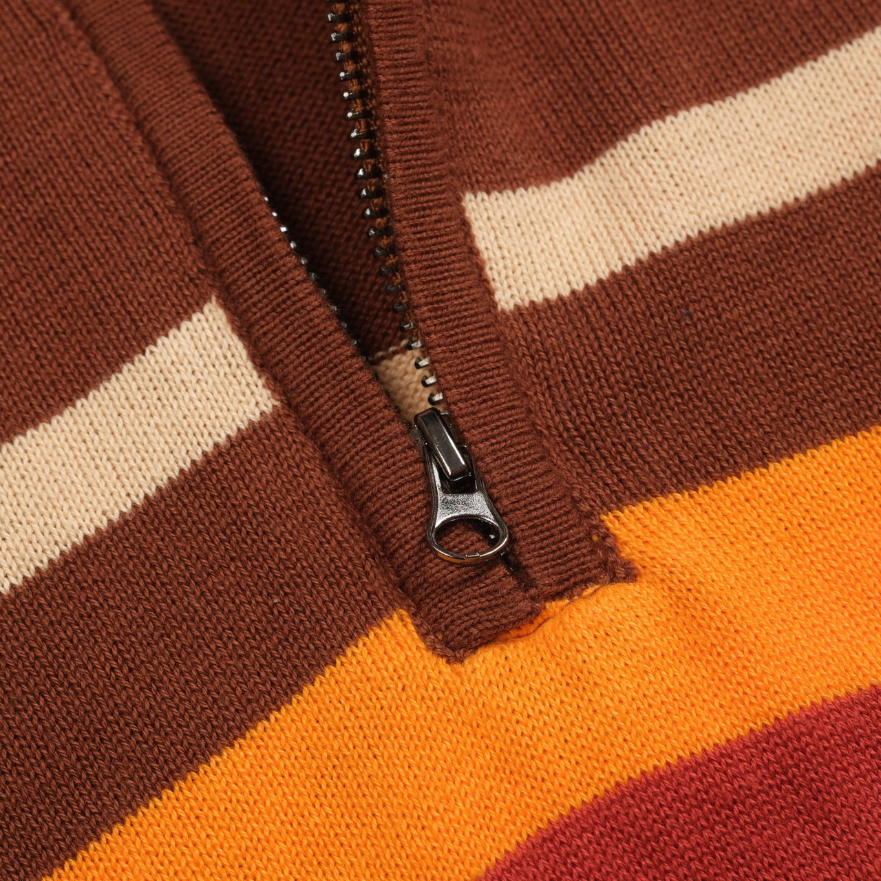 1960s Brown Striped Knitted Polo