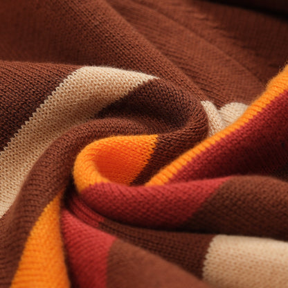 1960s Brown Striped Knitted Polo