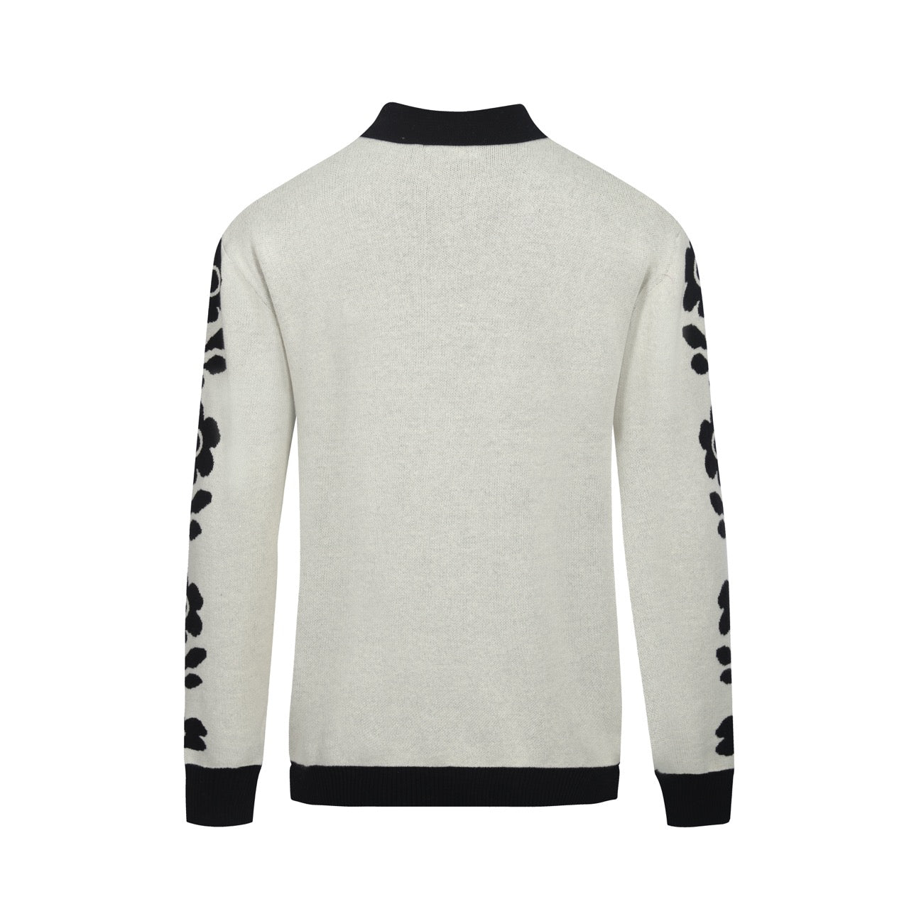 Vintage Black Knitted Flower Cardigan for Men