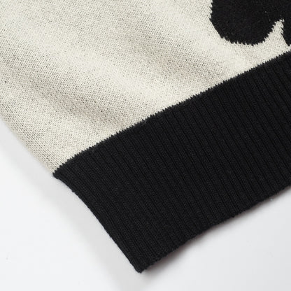 Vintage Black Knitted Flower Cardigan for Men