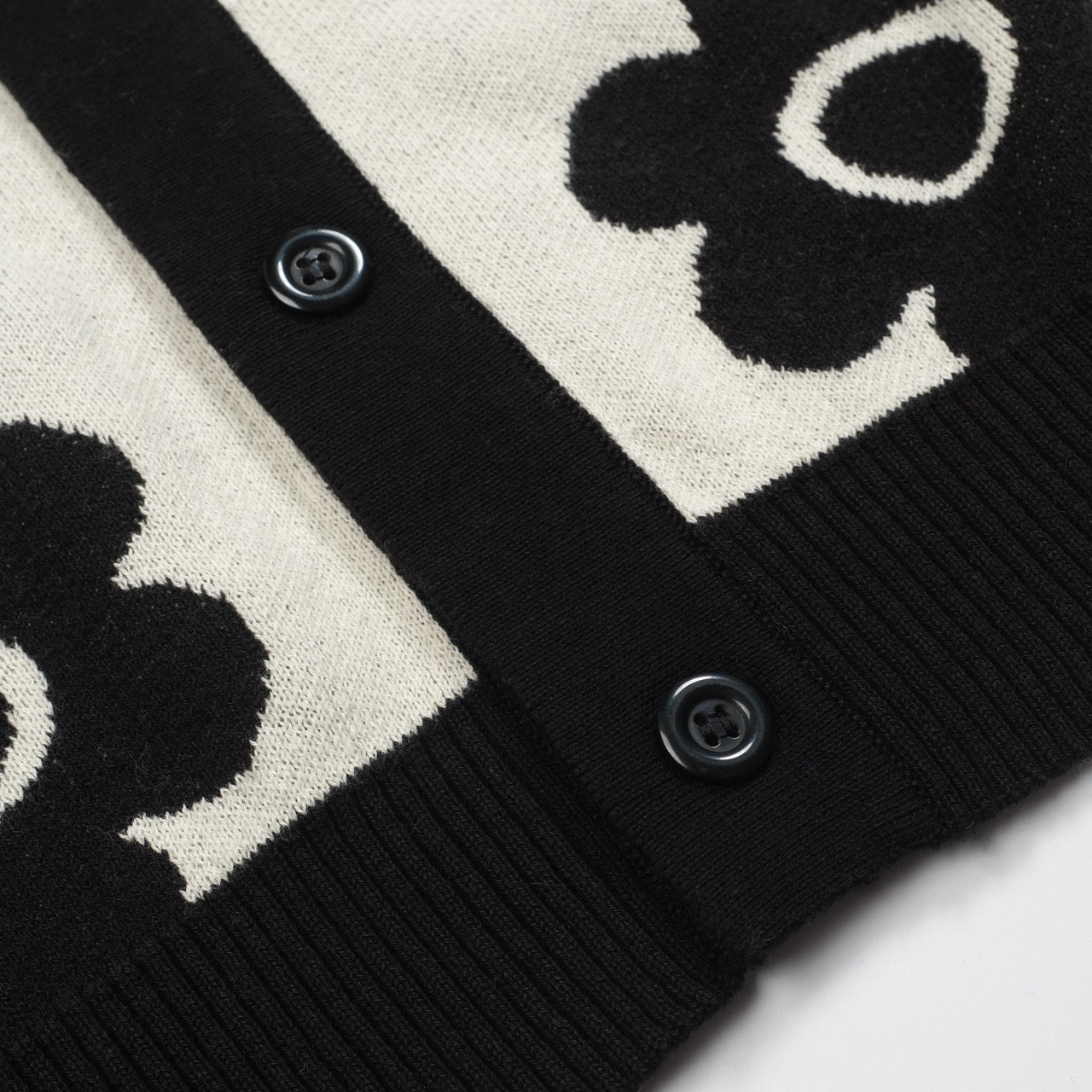 Vintage Black Knitted Flower Cardigan for Men