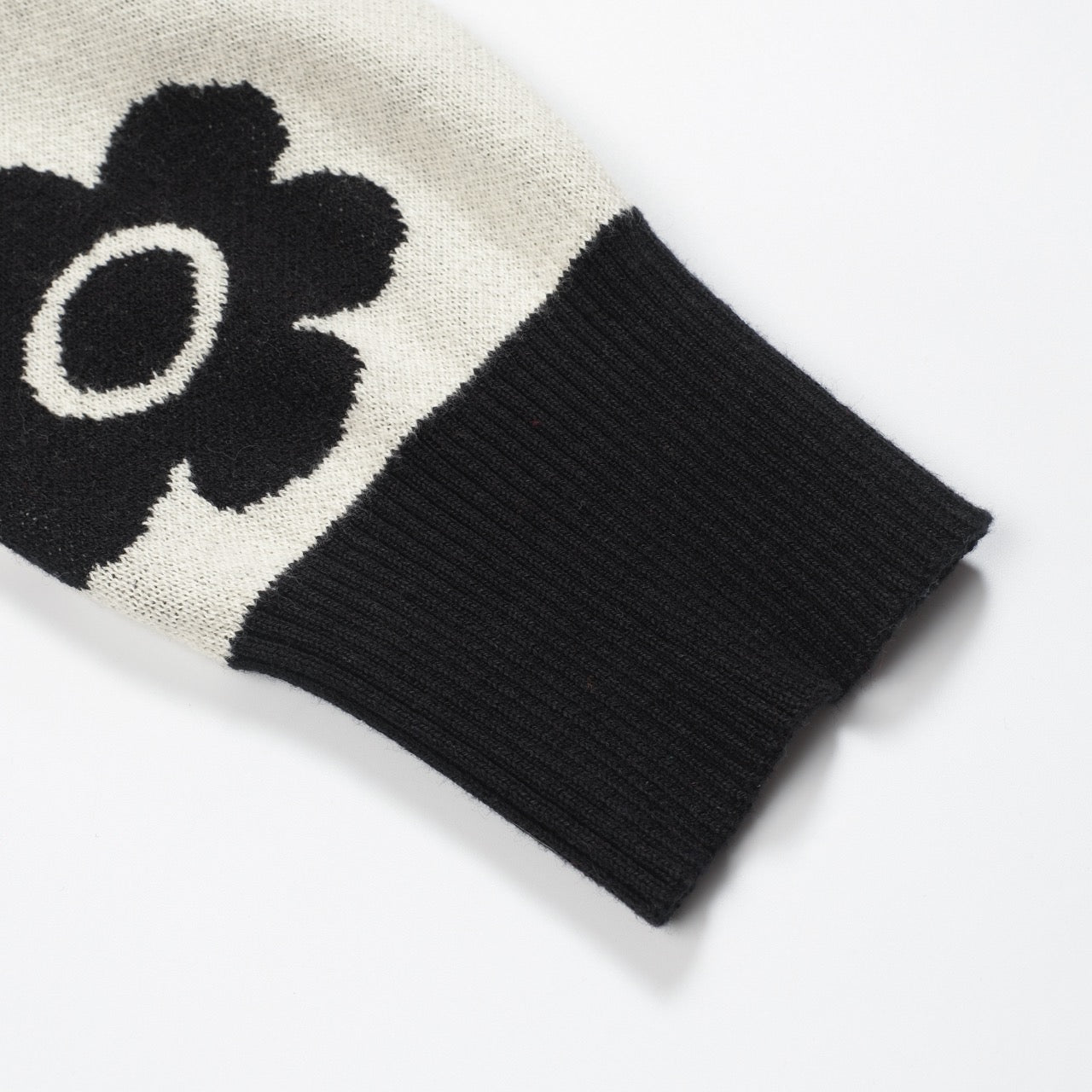 Vintage Black Knitted Flower Cardigan for Men