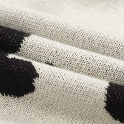 Vintage Black Knitted Flower Cardigan for Men