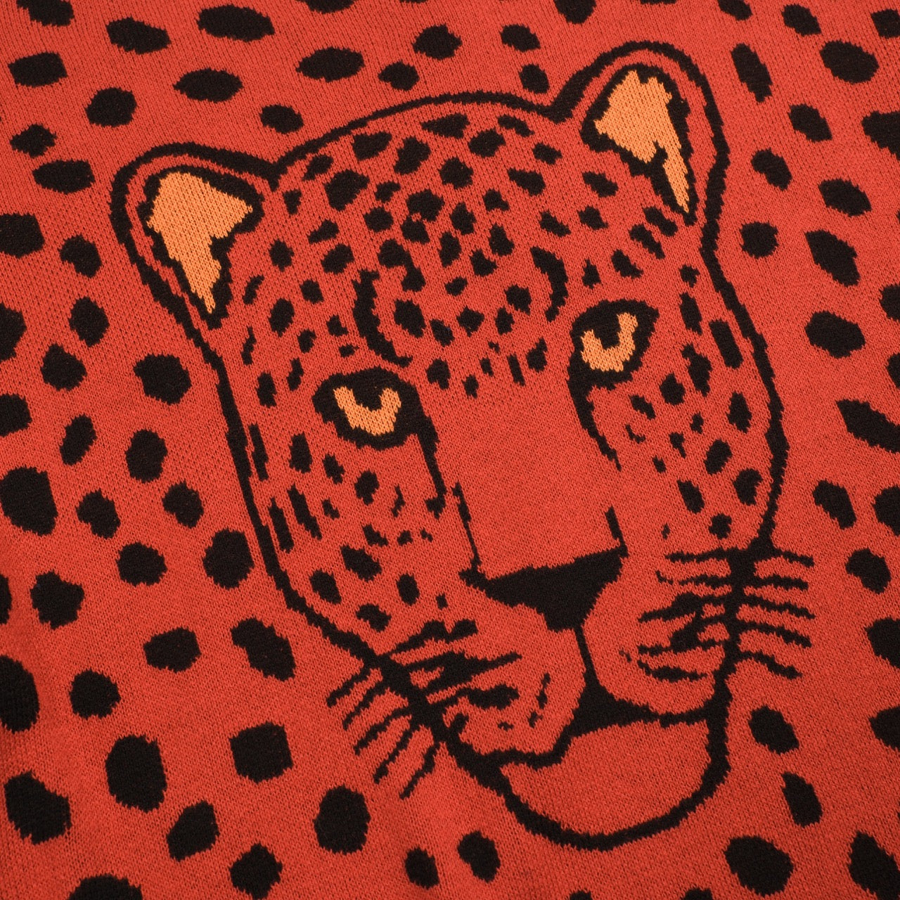 Red leopard vintage jacquard jumper for men