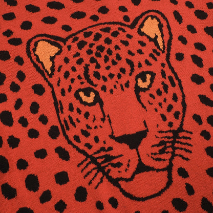Red leopard vintage jacquard jumper for men