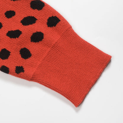 Red leopard vintage jacquard jumper for men