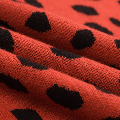 Red leopard vintage jacquard jumper for men