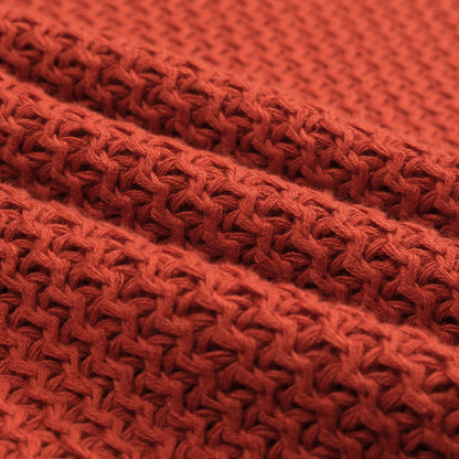 Vintage V-neck knitted polo in brown-orange wool