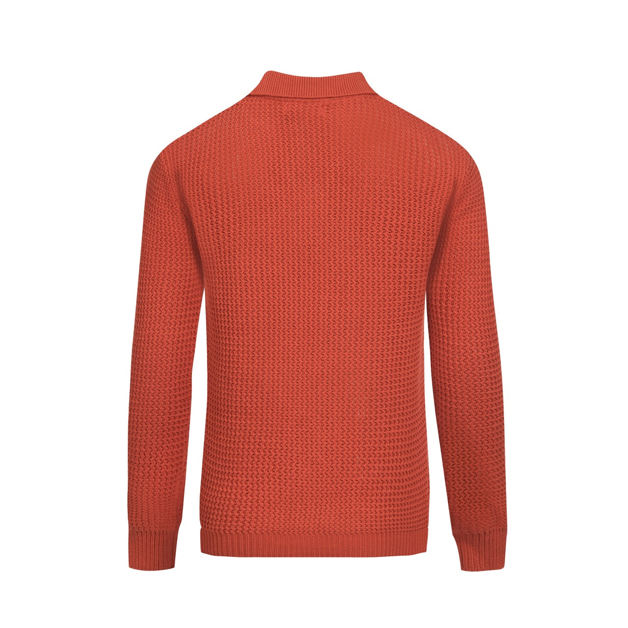 Vintage V-neck knitted polo in brown-orange wool