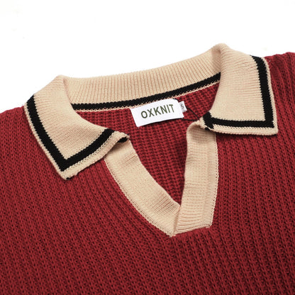 Casual Red Knitted Pullover for Men