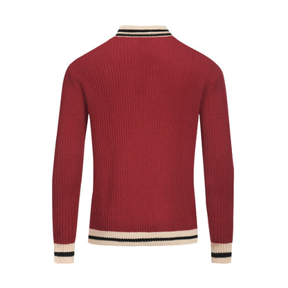 Casual Red Knitted Pullover for Men