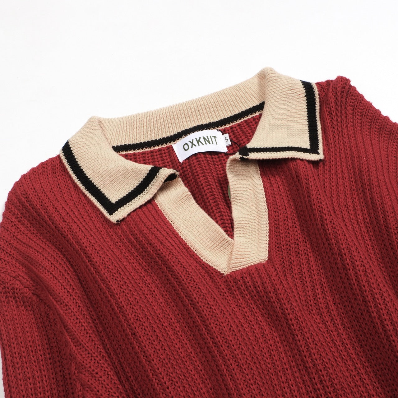 Casual Red Knitted Pullover for Men