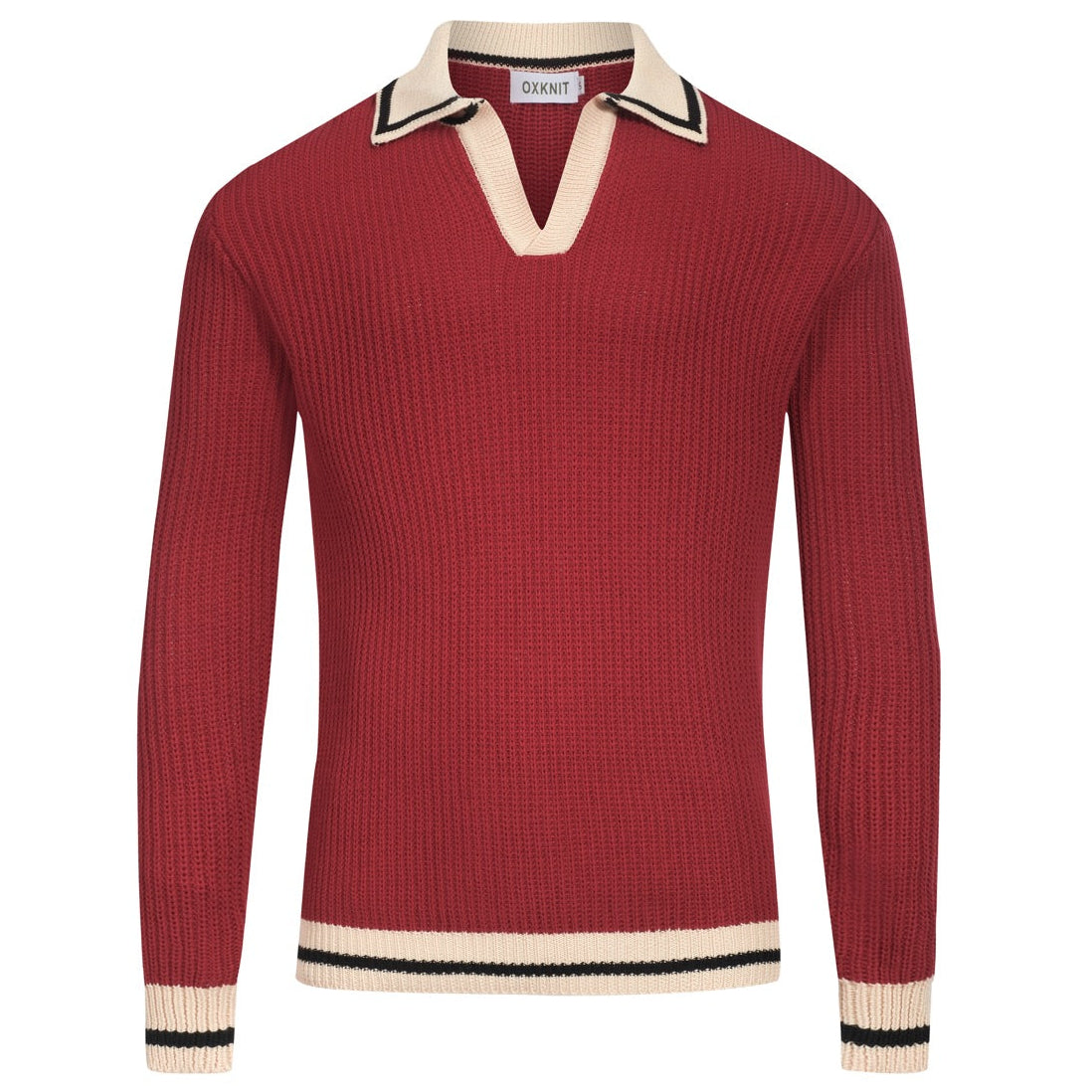 Casual Red Knitted Pullover for Men