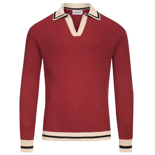 Casual Red Knitted Pullover for Men