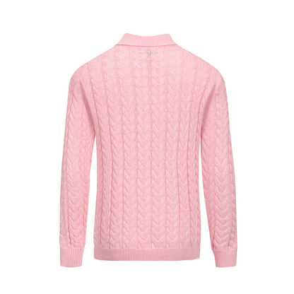 Pink knitted retro pull for men