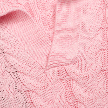 Pink knitted retro pull for men