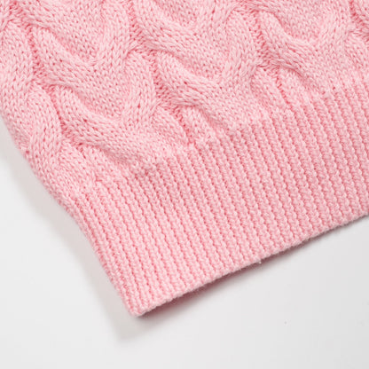 Pink knitted retro pull for men