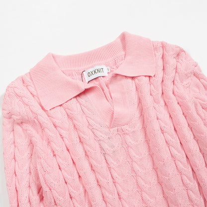 Pink knitted retro pull for men